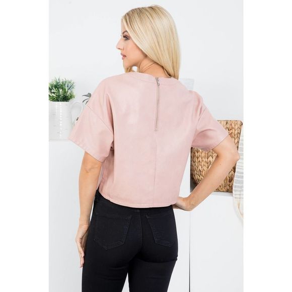 Blush Zipper Back Crop Top - Picture 7 of 8